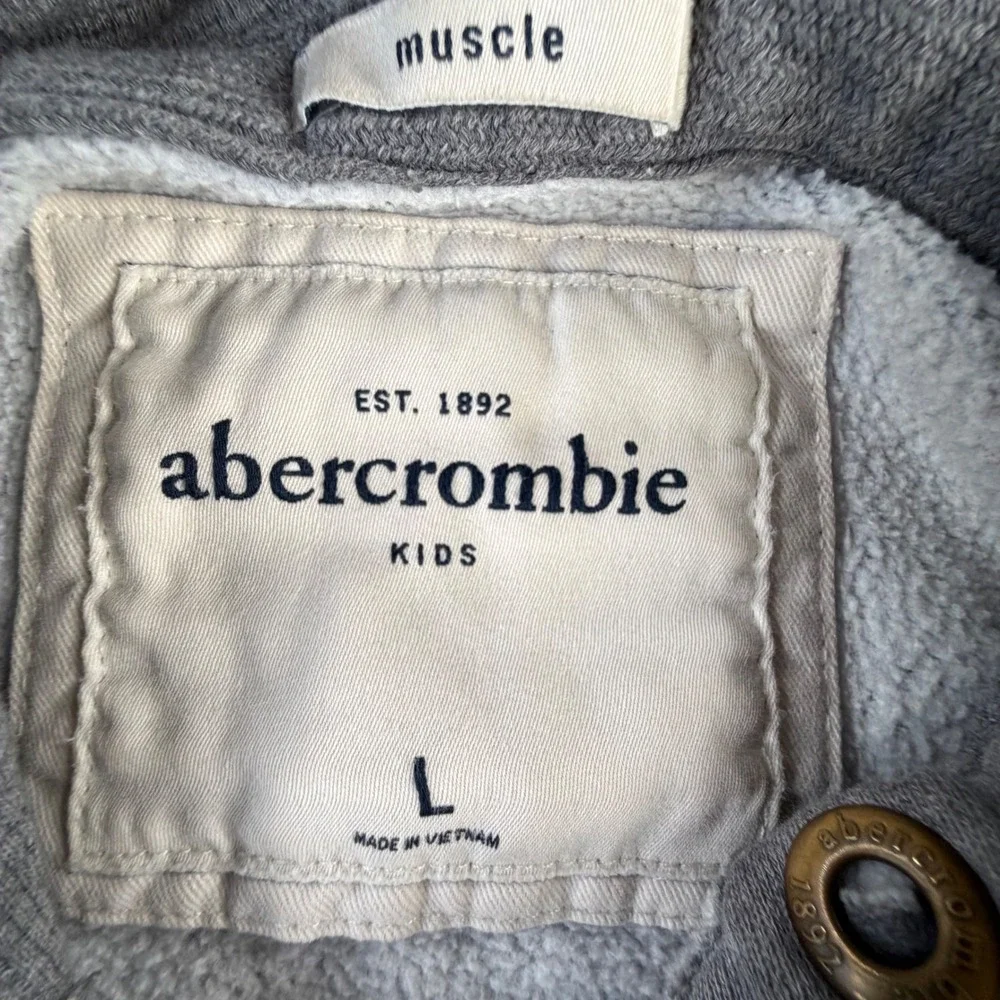 Abercrombie and Fitch 92 Grey Pullover Hoodie Vintage Y2K Streetwear Boys Large